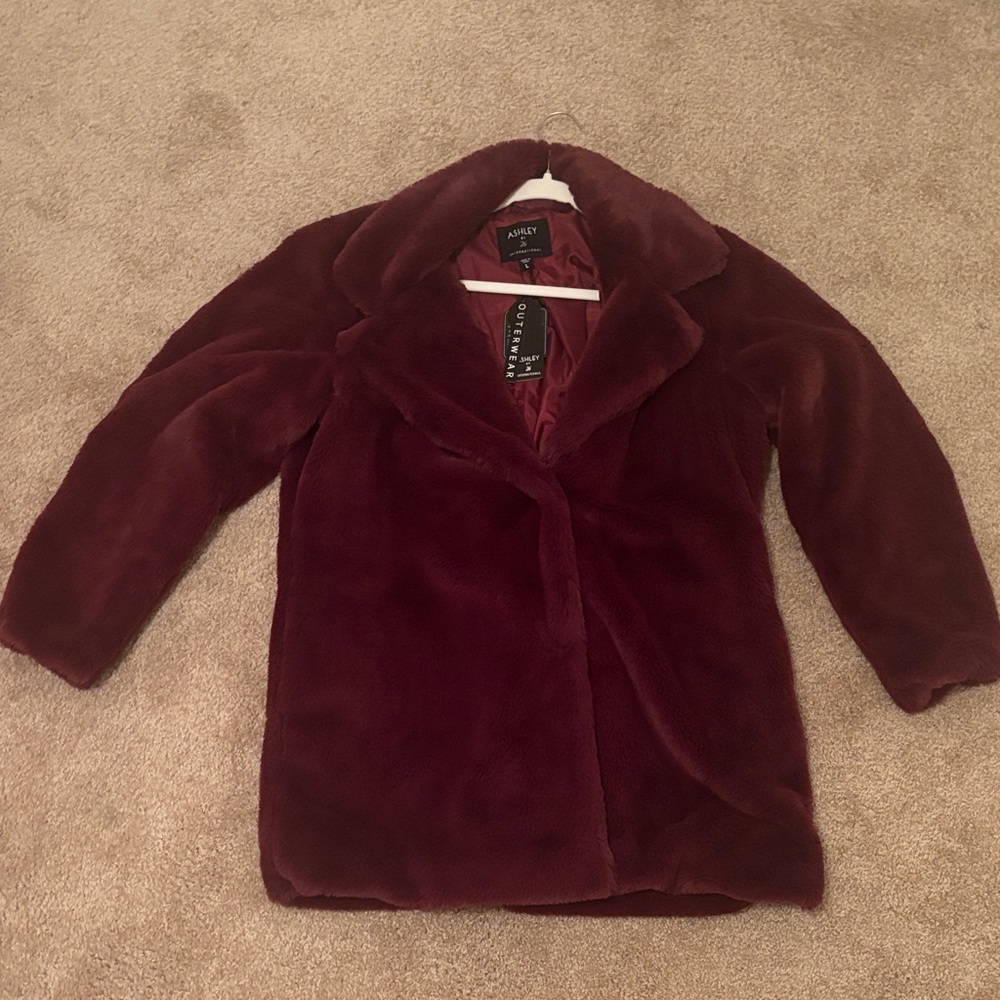 Ashley By 26 International Deep Burgundy Teddy Jacket